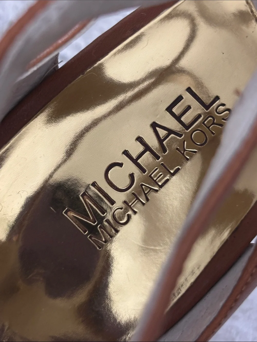 MICHAEL Michael Kors Cognac Leather Strappy Peep Toe Heels Size 9.5M